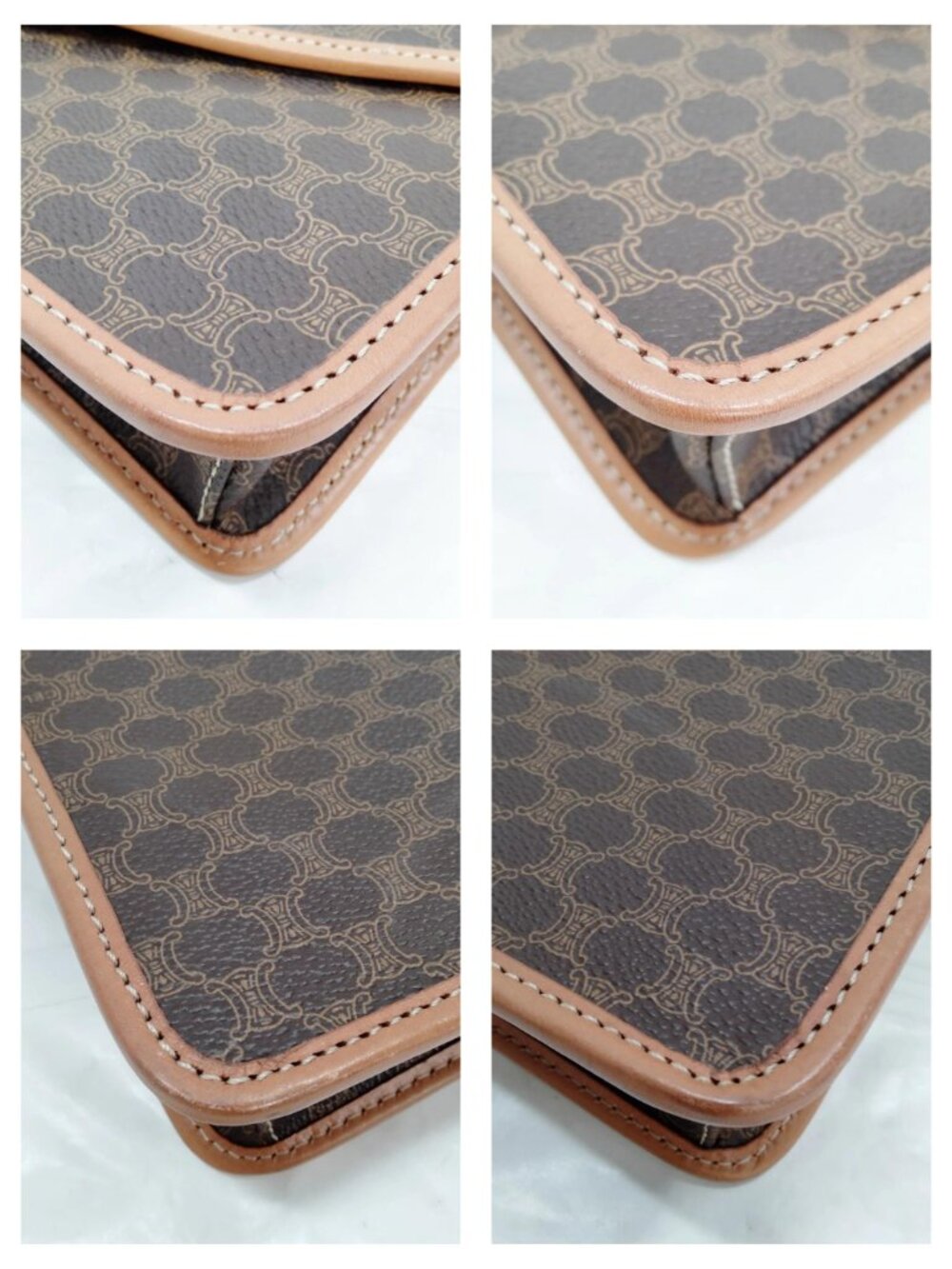 Authentic Vintage Celine Macadam Envelope Crossbody Bag Brown PVC Leather Trim - Picture 10 of 16